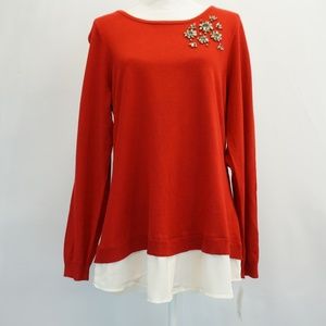 Charter Club Embellished Layered Look Sweater 0X